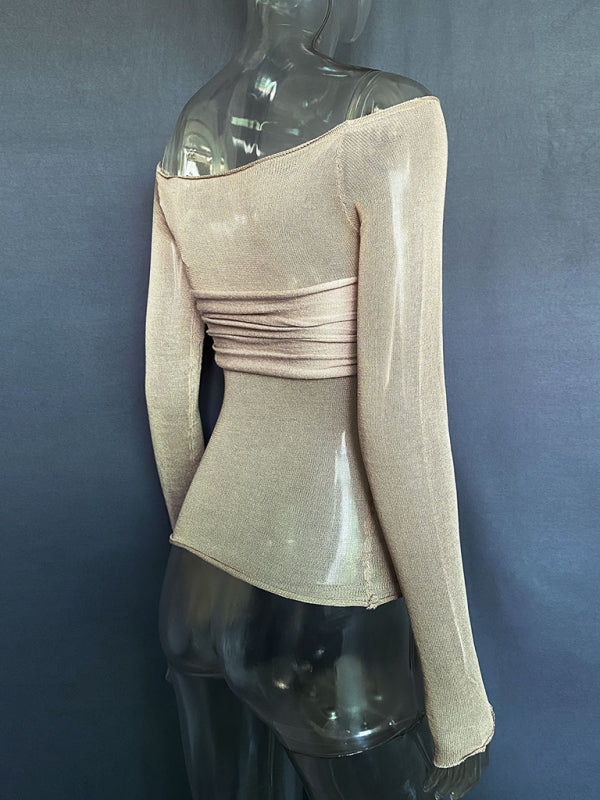 New Fashion Women’s Clothing Lightweight See-Through Neck T-Shirt Top