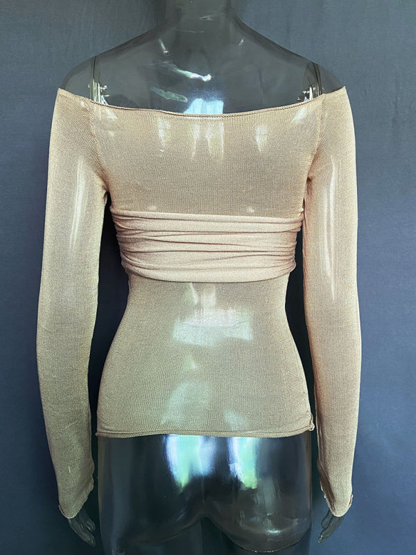 New Fashion Women’s Clothing Lightweight See-Through Neck T-Shirt Top