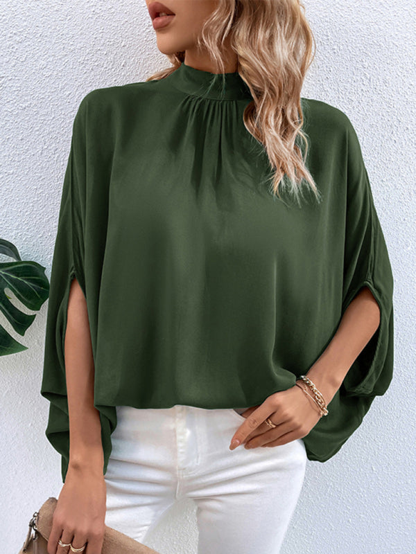 New fashion women’s temperament solid color shirt - Olive green / S