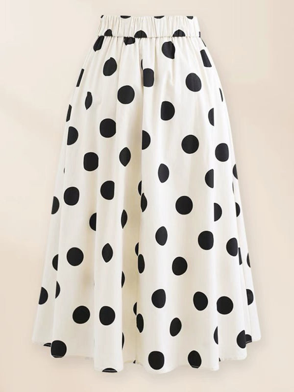 New fashionable vacation sexy bow one-piece swimsuit + polka dot print skirt (single piece) - Raw white off white / S