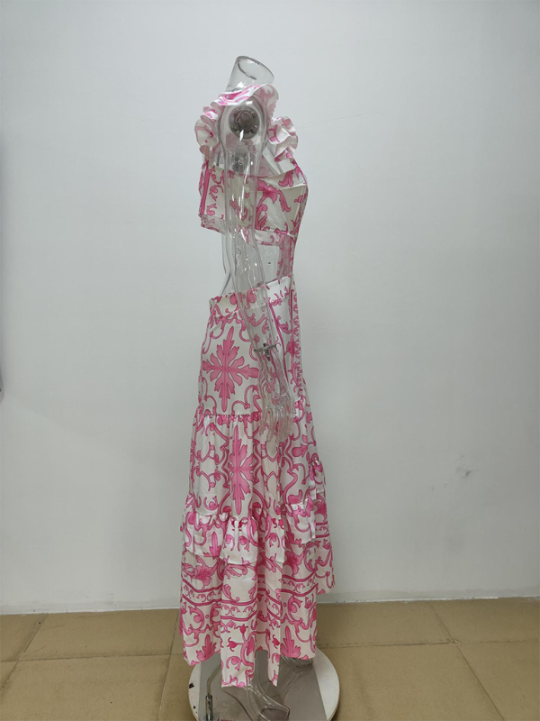 New floral print women’s hollow dress