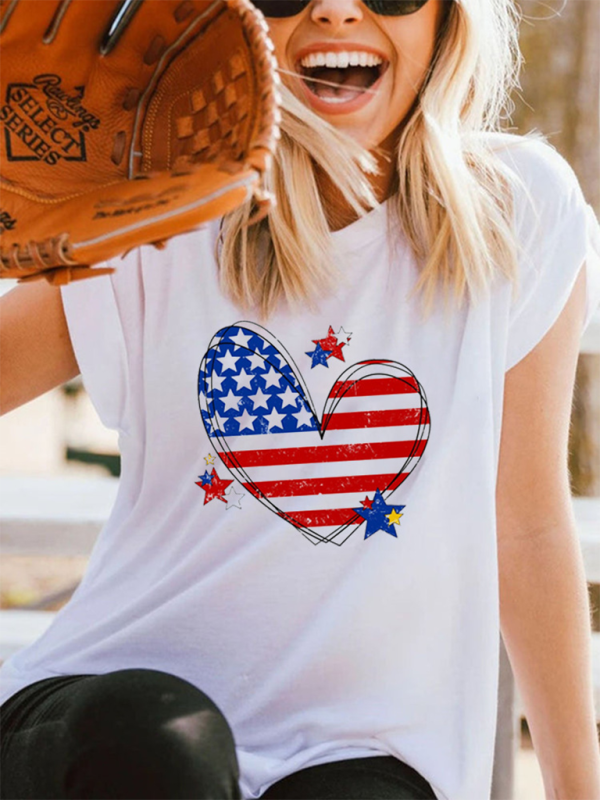 New Independence Day Love Print Women’s T-shirt - White / XS