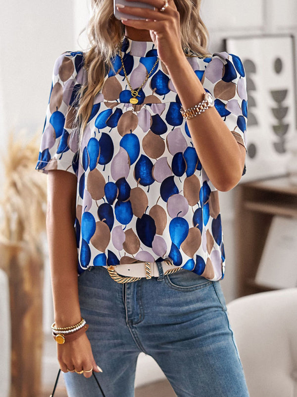 New irregular printing women’s short-sleeved shirt