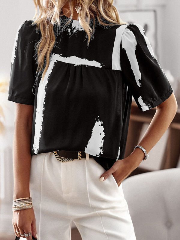 New irregular printing women’s short-sleeved shirt