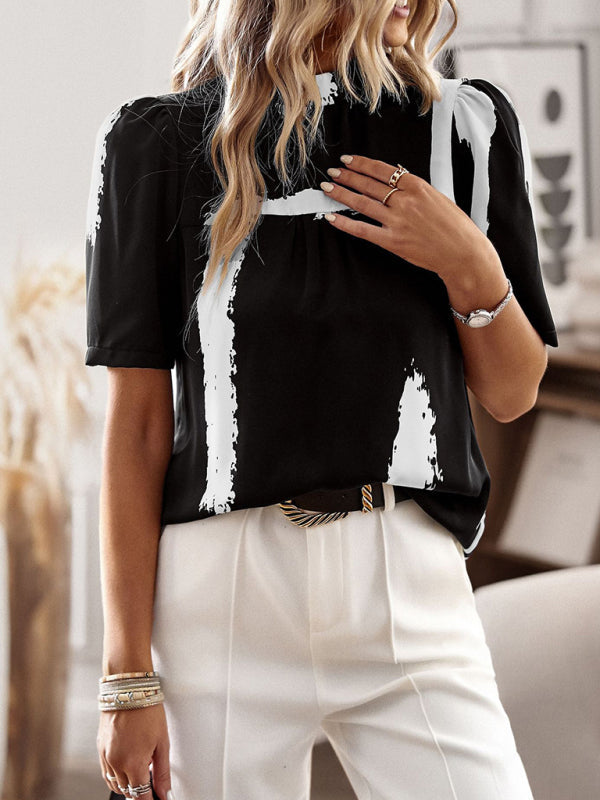 New irregular printing women’s short-sleeved shirt