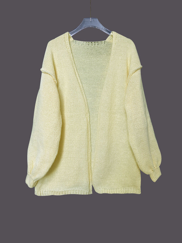 New lantern sleeve knitted cardigan loose jacket