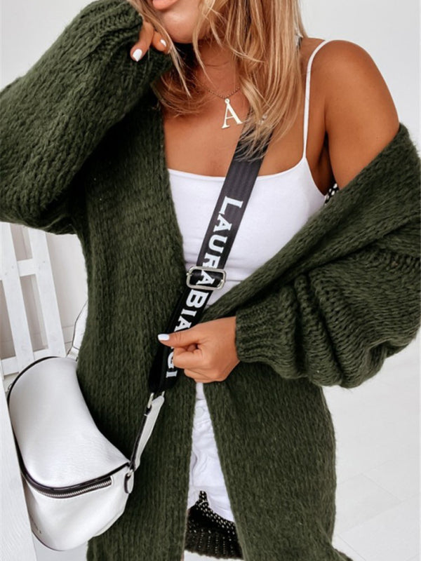 New loose knit cardigan - Green / S