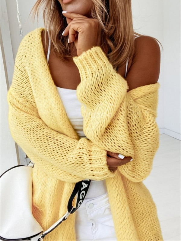 New loose knit cardigan - Yellow / S