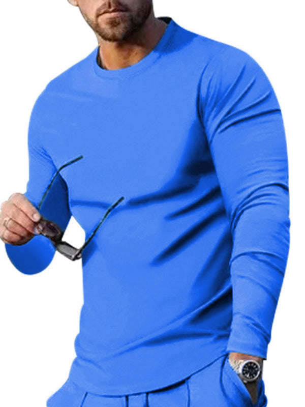New Men’s Two-piece Set Round Neck Long Sleeve T-Shirt Trousers Casual Sports Suit