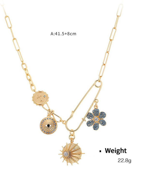 New mystical coin-set diamond relief small pendant bib necklace - Pattern5 / FREESIZE