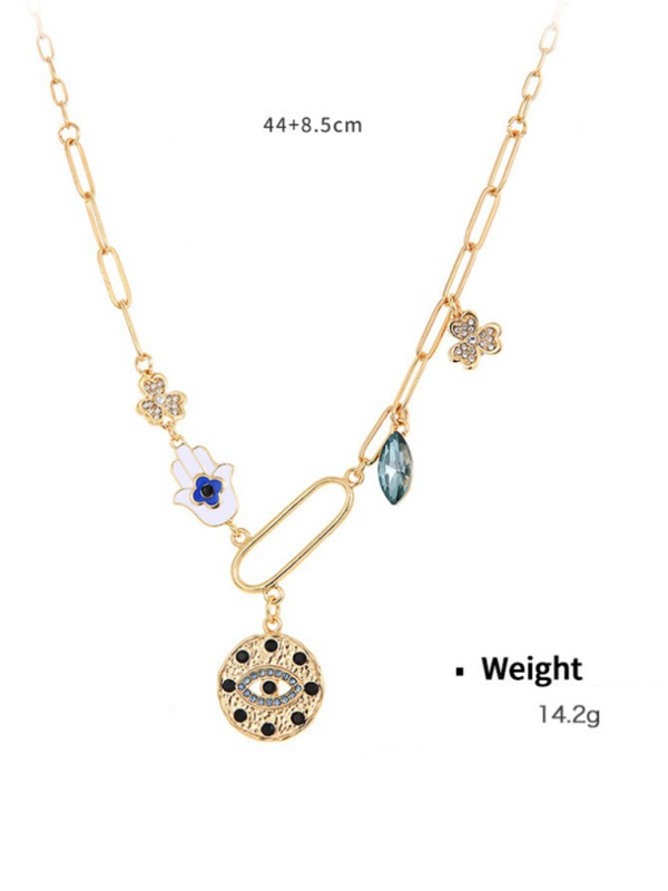 New mystical coin-set diamond relief small pendant bib necklace - Pattern4 / FREESIZE