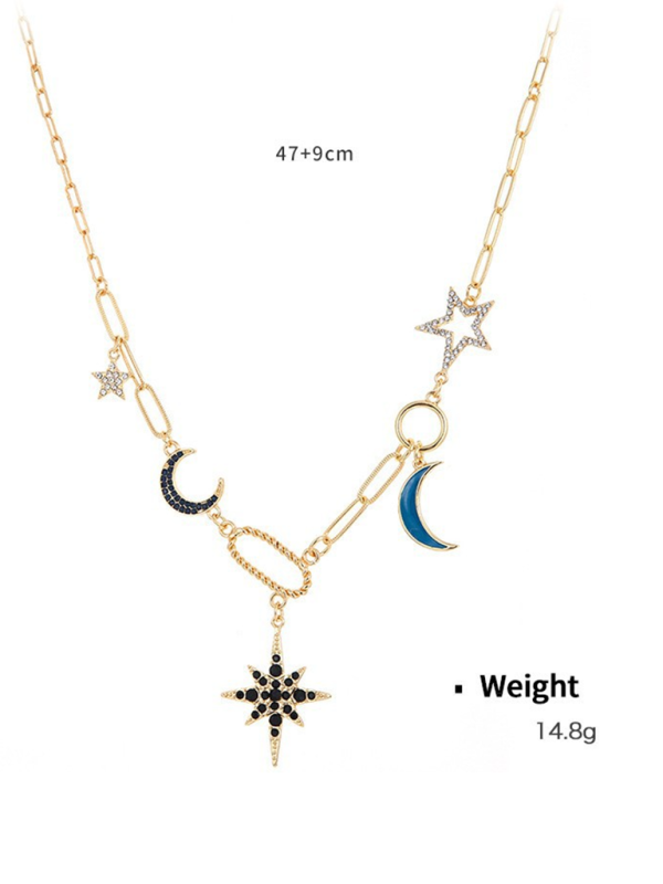 New mystical coin-set diamond relief small pendant bib necklace - Pattern6 / FREESIZE