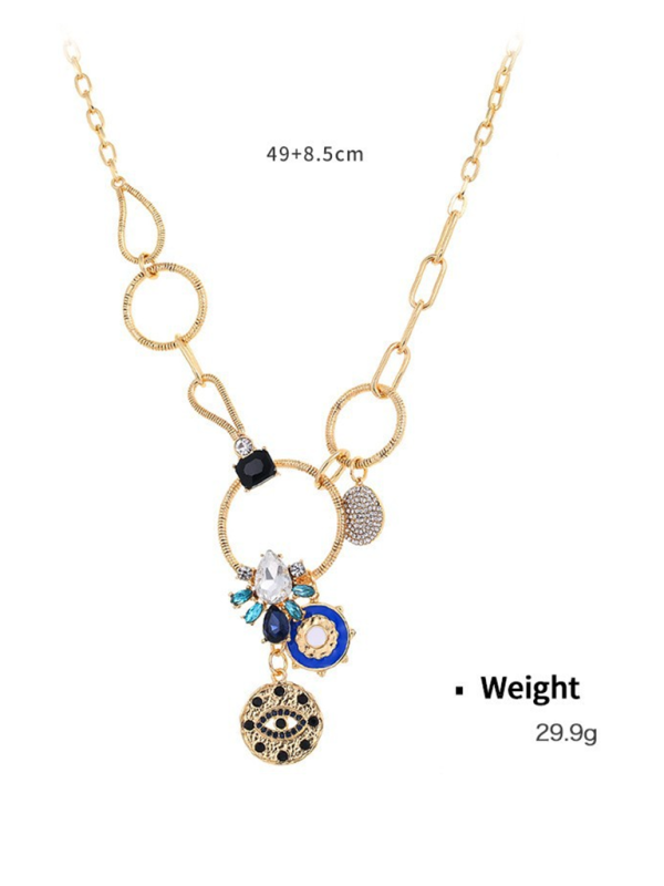 New mystical coin-set diamond relief small pendant bib necklace - Pattern2 / FREESIZE