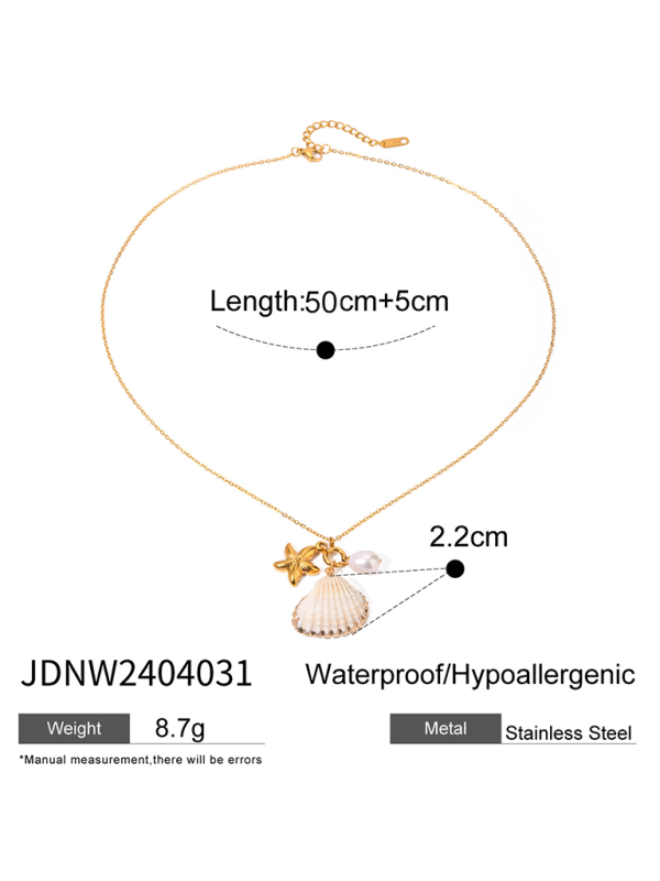New ocean series pearl accessories fashionable and versatile starfish shell necklaces and necklaces - Golden / FREESIZE