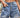 New one-row buttonhole ripped denim casual pants shorts - Blue / S