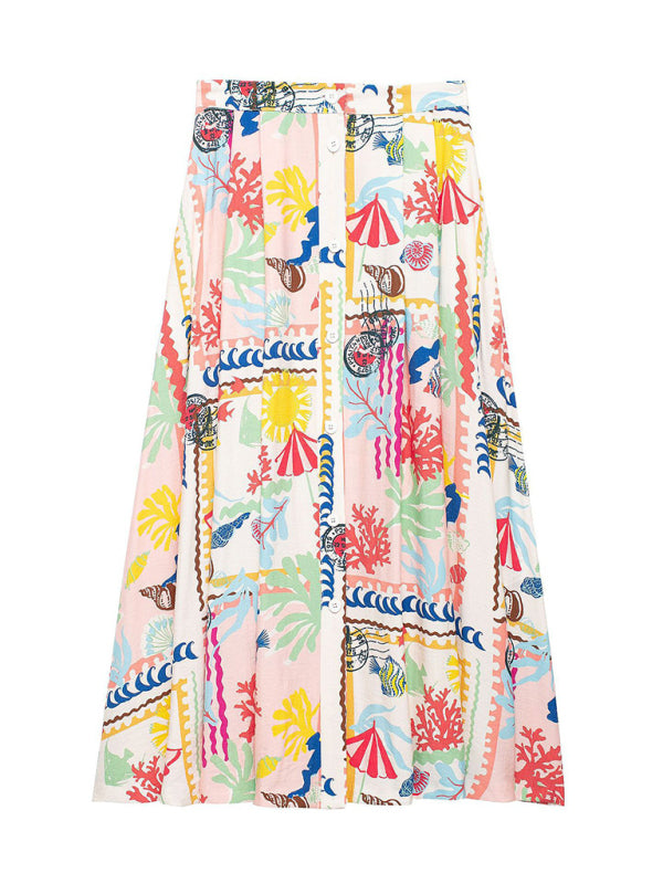 New Resort Patchwork Print Top/Skirt - Skirt / XS