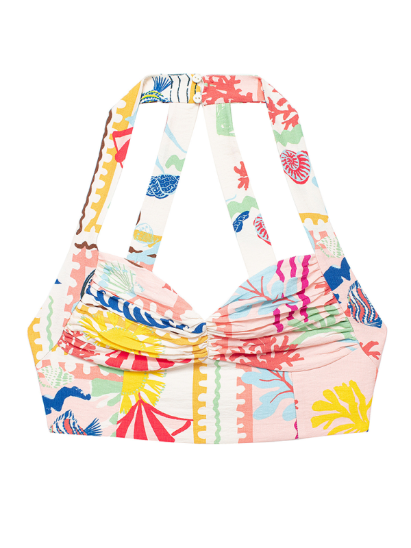 New Resort Patchwork Print Top/Skirt - Top / XS