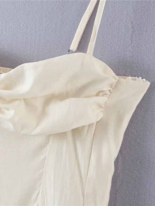 New sexy pleated skirt chest pleated strapless dress