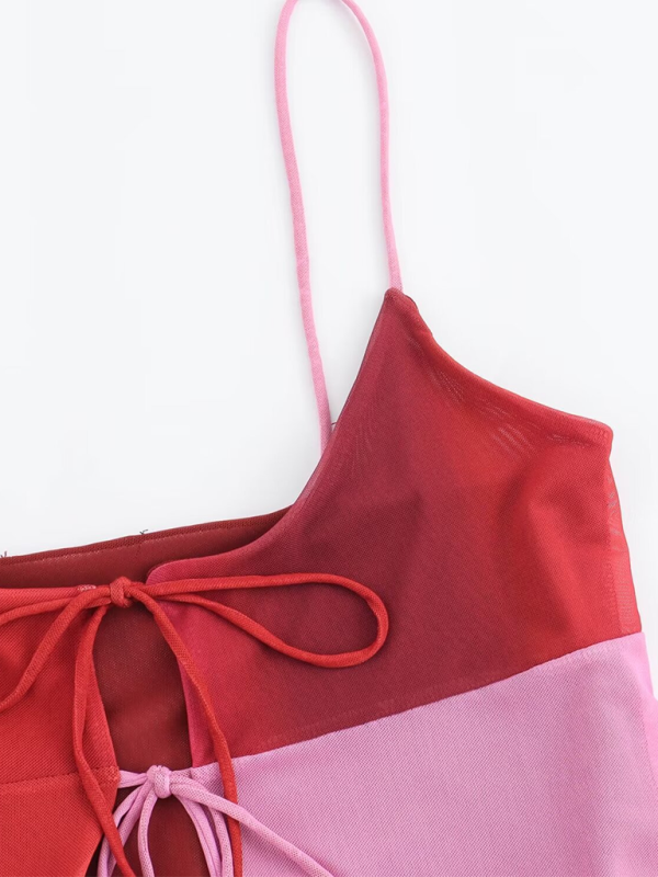 Red and pink tie-front silk camisole from the New Silk Screen Printed Camisole Top collection