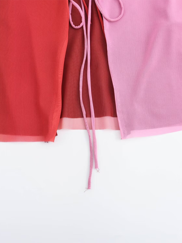 Color-blocked tie-front silk camisole top from New Silk Screen Printed Camisole Top collection