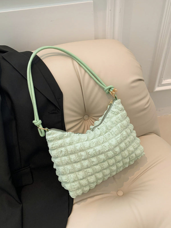 New soft square underarm bag simple solid color handbag - Mint Green / F