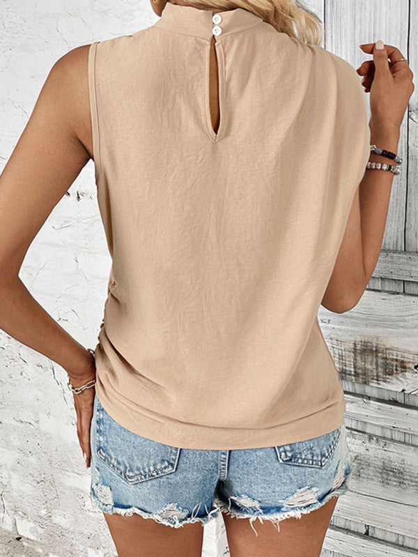New solid color mid-collar women’s tops