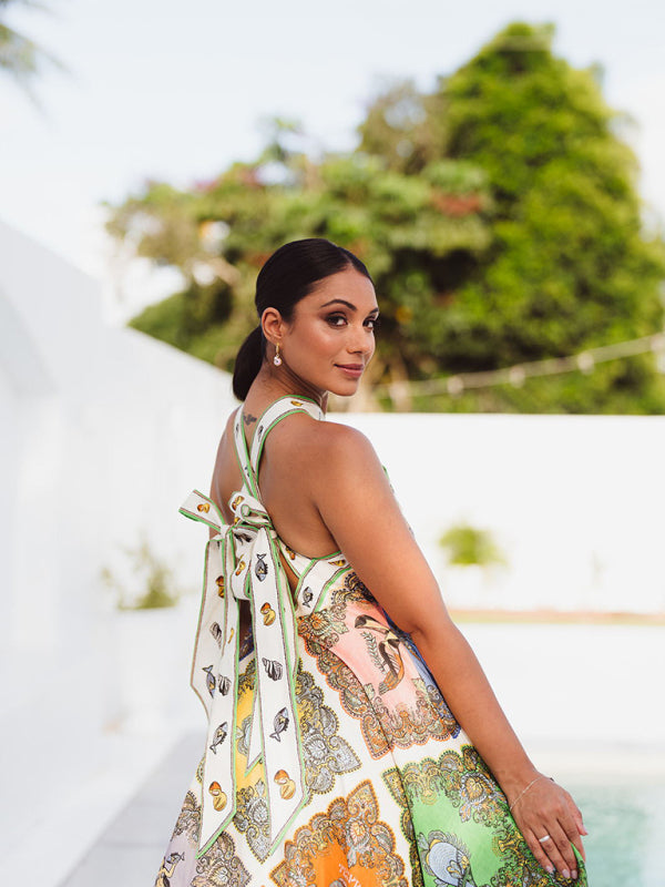 New style halterneck fresh and sweet fashionable printed pattern dress