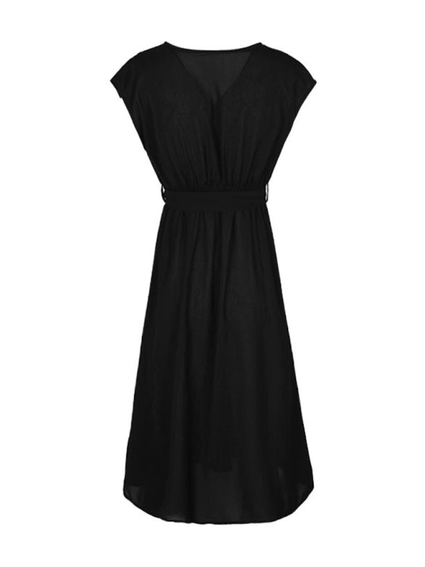 New style strappy v-neck black dress