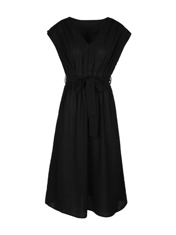 New style strappy v-neck black dress