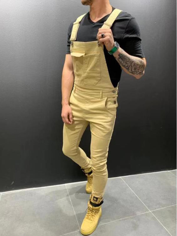 New style suspenders slim fit men’s suspender jeans - Khaki / S