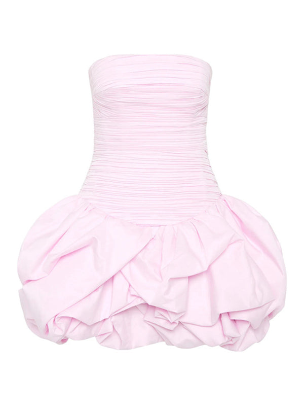 New style tube top high waist pleated design tutu dress