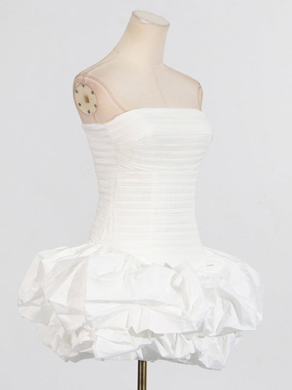 New style tube top high waist pleated design tutu dress