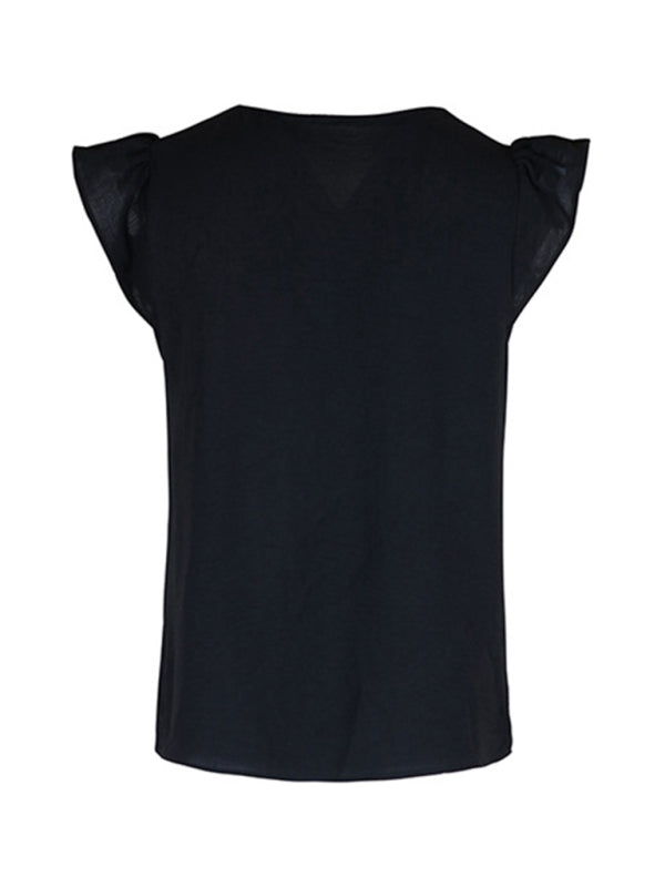 New style women’s casual color block V-neck top