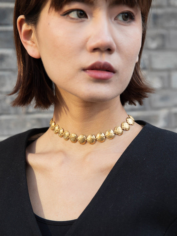 New summer beach style fashion ocean metal shell necklace - Golden yellow / FREESIZE