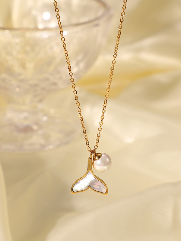 New summer beach style fashion ocean pearl shell necklace - Golden / FREESIZE