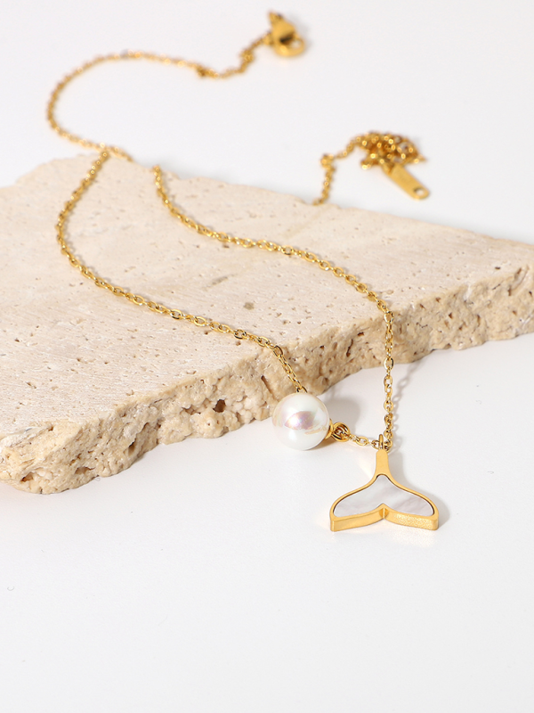 New summer beach style fashion ocean pearl shell necklace - Golden / FREESIZE