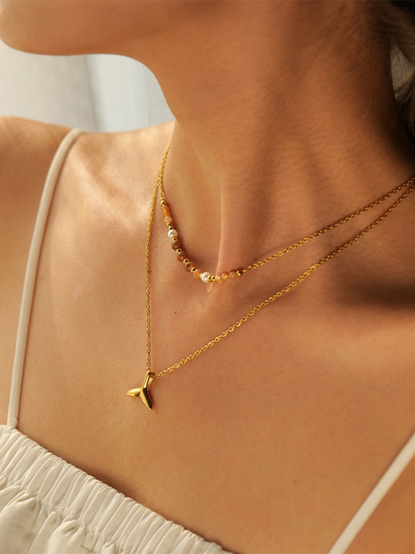 New summer beach style fashion ocean starfish shell necklace - Golden / FREESIZE