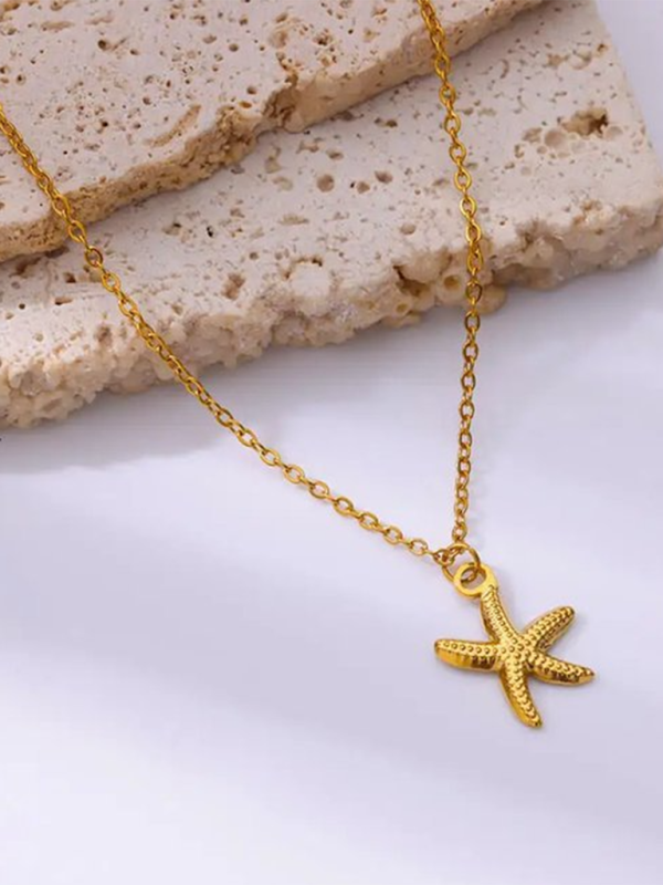 New versatile holiday ocean starfish pendant necklace - Golden / FREESIZE