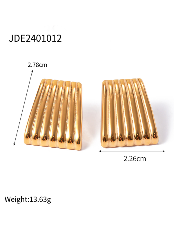New versatile simple gold striped earrings - Golden / FREESIZE