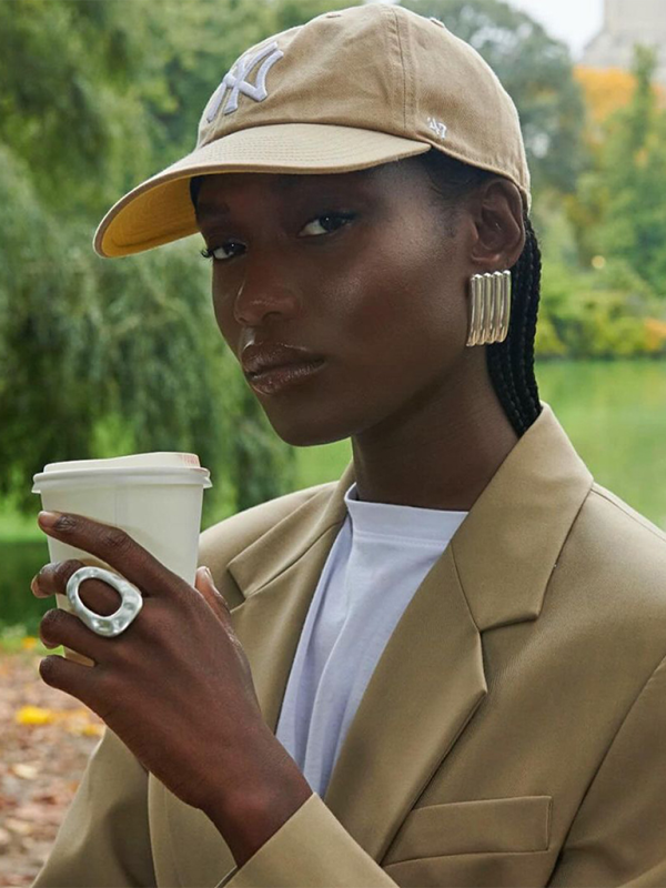 New versatile simple silver striped earrings - Silver / FREESIZE