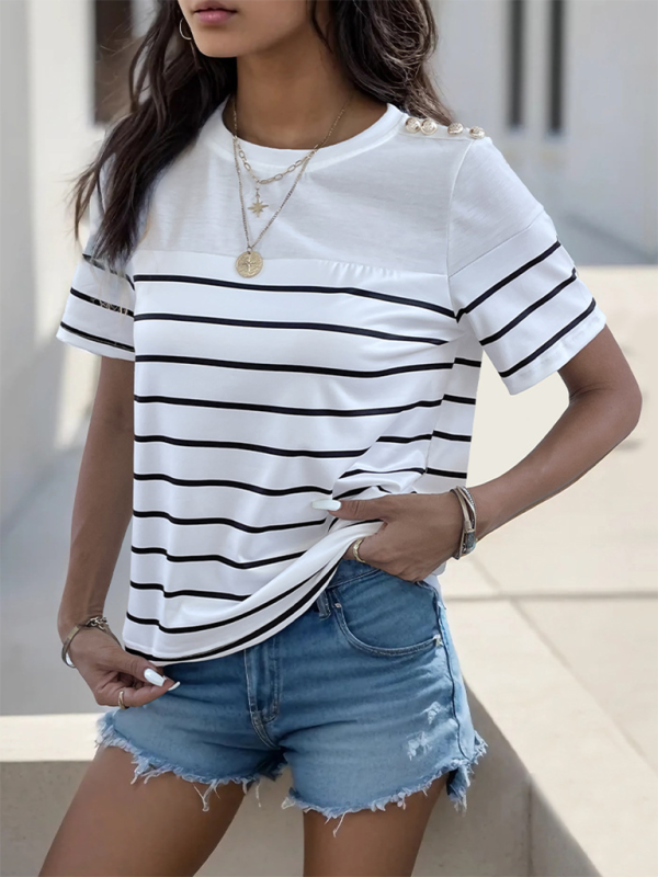 New women’s casual short sleeve striped t-shirt