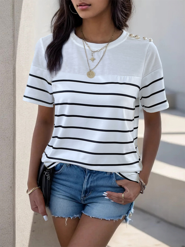 New women’s casual short sleeve striped t-shirt