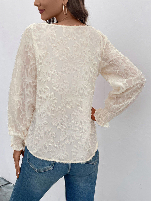 New Women's Elegant Jacquard Pullover Shirt - Closther