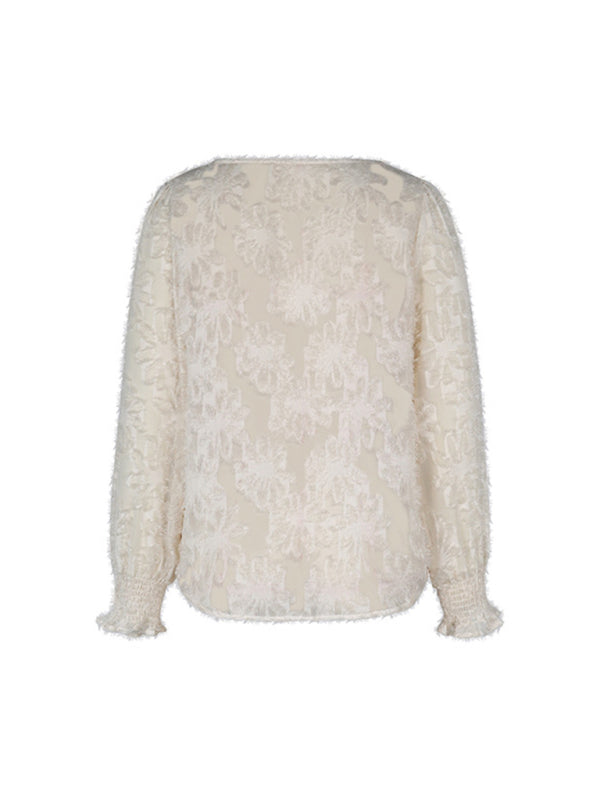 New Women's Elegant Jacquard Pullover Shirt - Closther