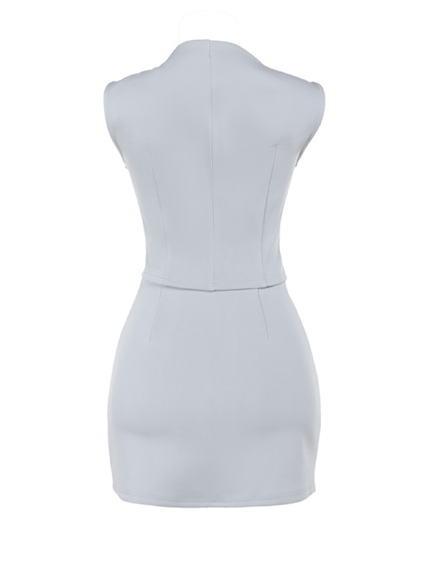 New Women’s Fashion Casual Versatile Pocket Cover Top Skirt Set