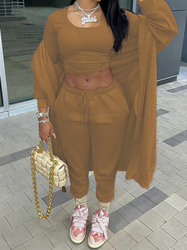 New women’s new fashion long-sleeved hooded casual sports suit two-piece set