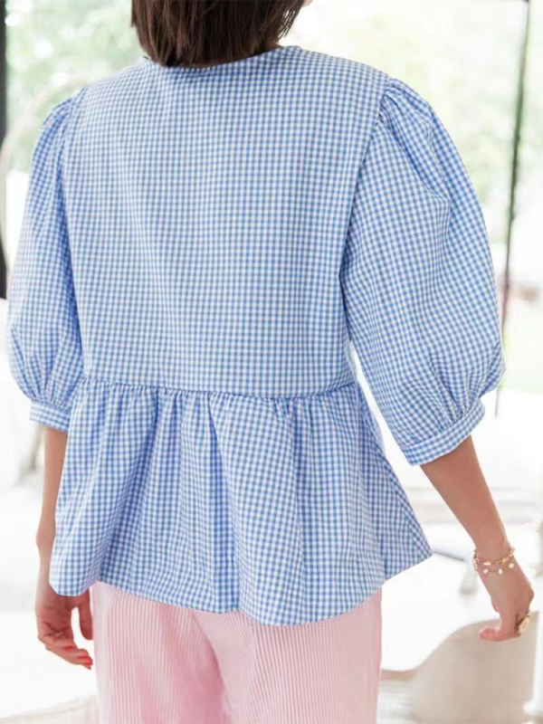 New women’s fashion striped lace-up shirt tops