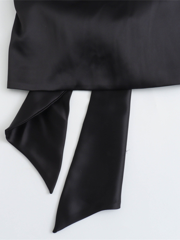 New women’s fashion versatile bow-decorated satin top