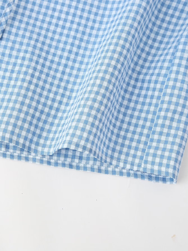 New women’s lace-up plaid top + plaid shorts two-piece suit