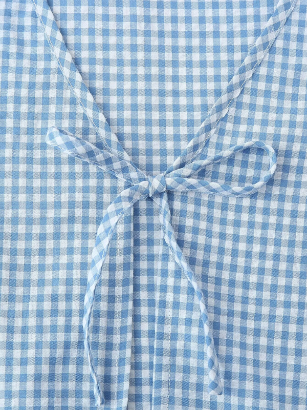 New women’s lace-up plaid top + plaid shorts two-piece suit